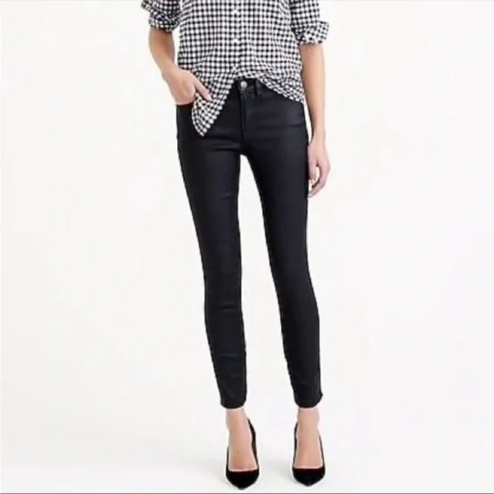 J. Crew Toothpick Ankle Waxed Coated Jeans in Black, 29